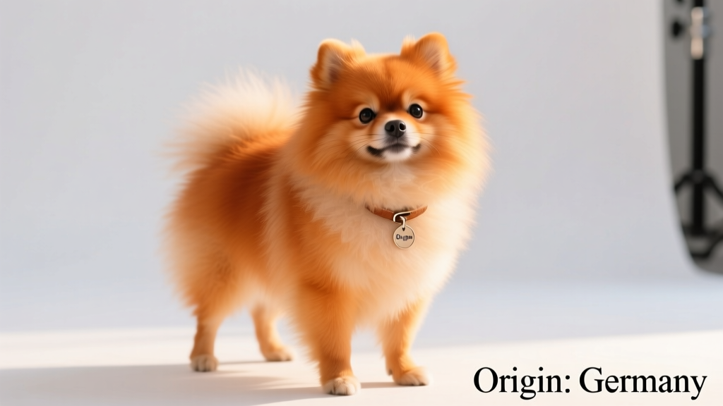 Pomeranian dog isolated in front of white background