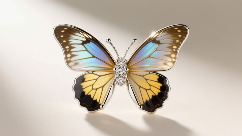 Render of a cast butterfly wing earring cross-section showing internal porosity versus a solid 14k white gold structural base.
