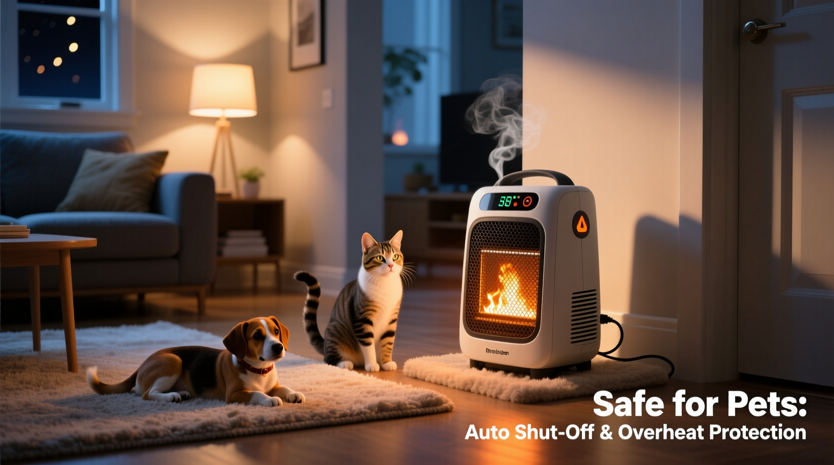 is it safe to leave a space heater on overnight with pets around