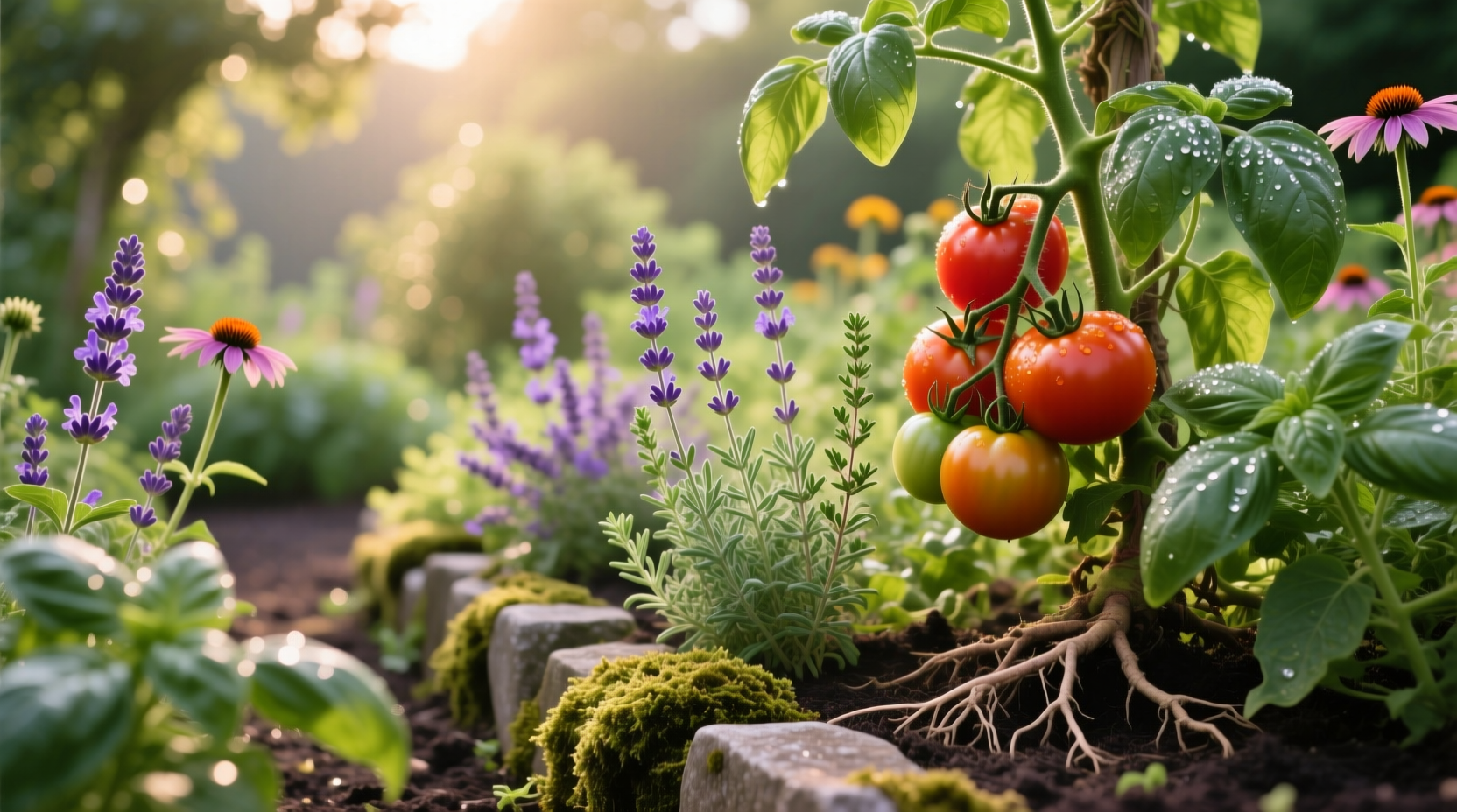 edibles in perennial garden
