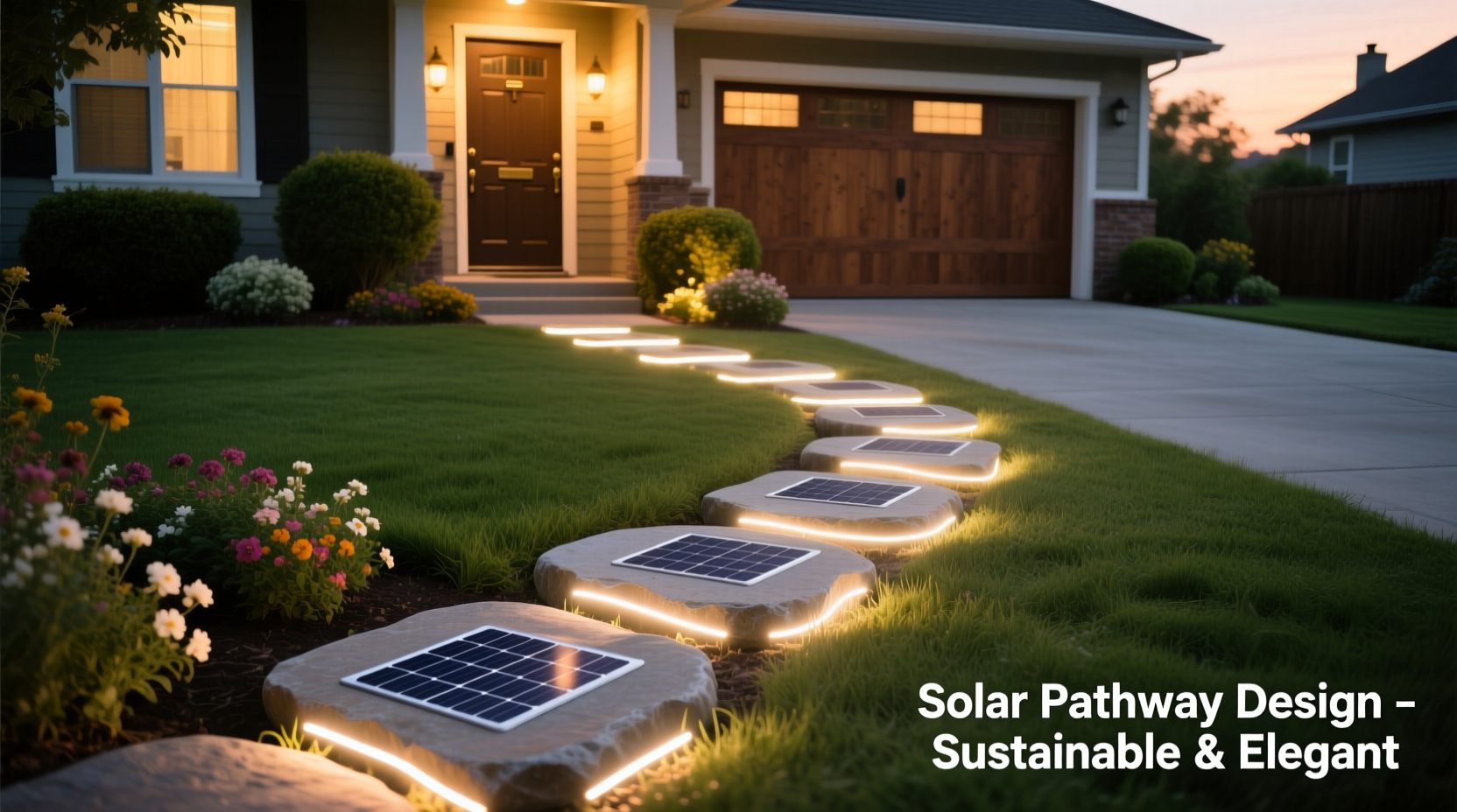 how to create a light trail from front door to driveway using solar stepping stones