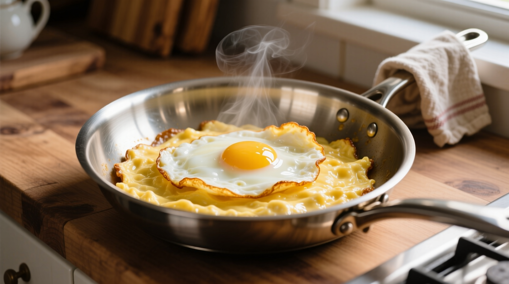 Perfectly cooked creamy scrambled eggs in non-stick skillet