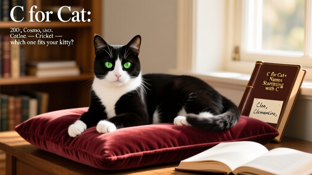 A sleek black-and-white tuxedo cat lounging gracefully on a velvet cushion