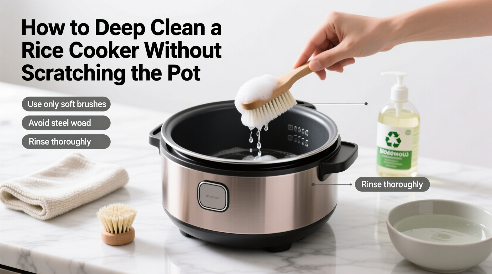 how to deep clean a rice cooker without scratching the pot