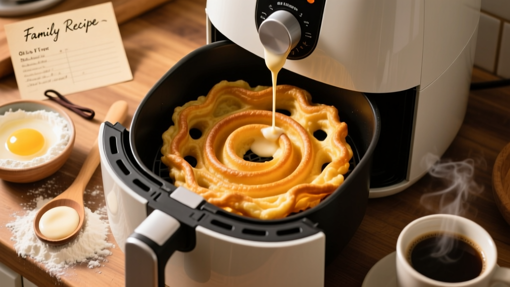 Easy Air Fryer Funnel Cake (Crispy & Oil-Free!)
