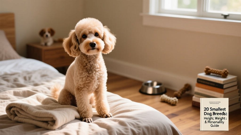Adorable Toy Poodle on a bed