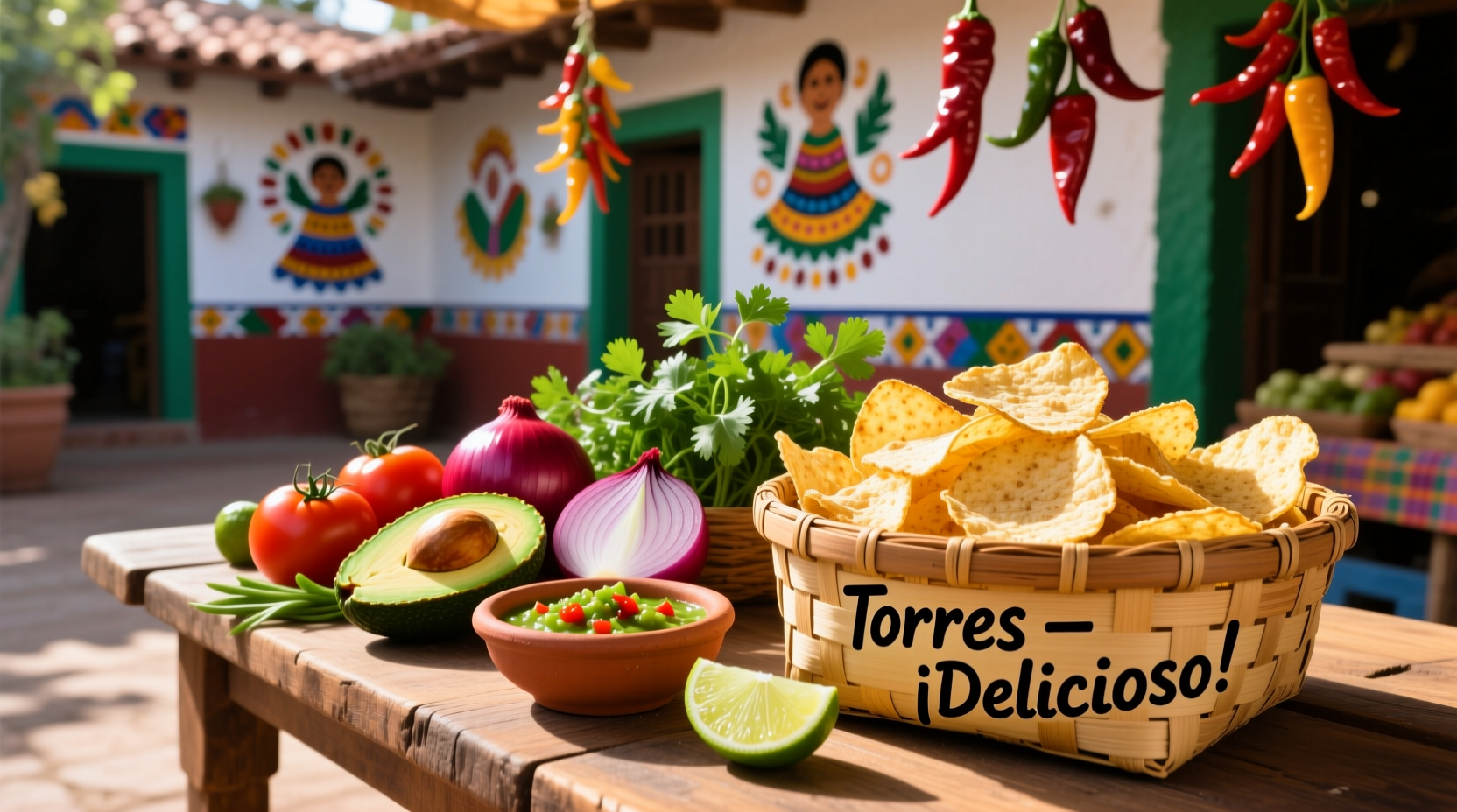 Torres potato chips arranged with traditional Latin American ingredients