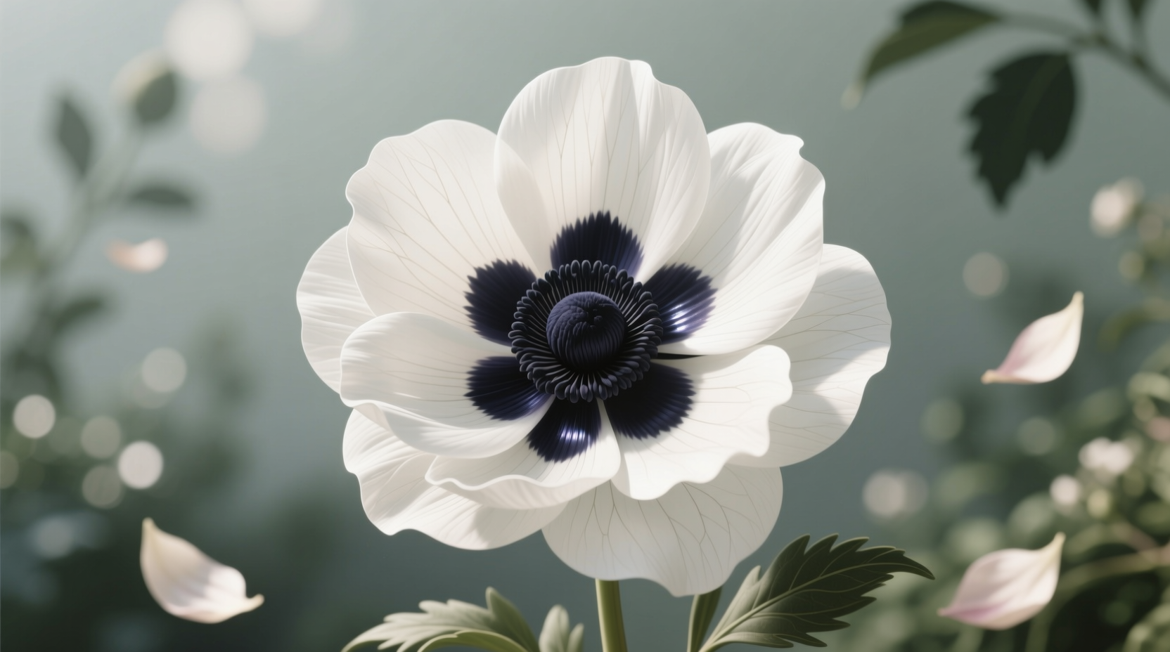 white flowers with dark center