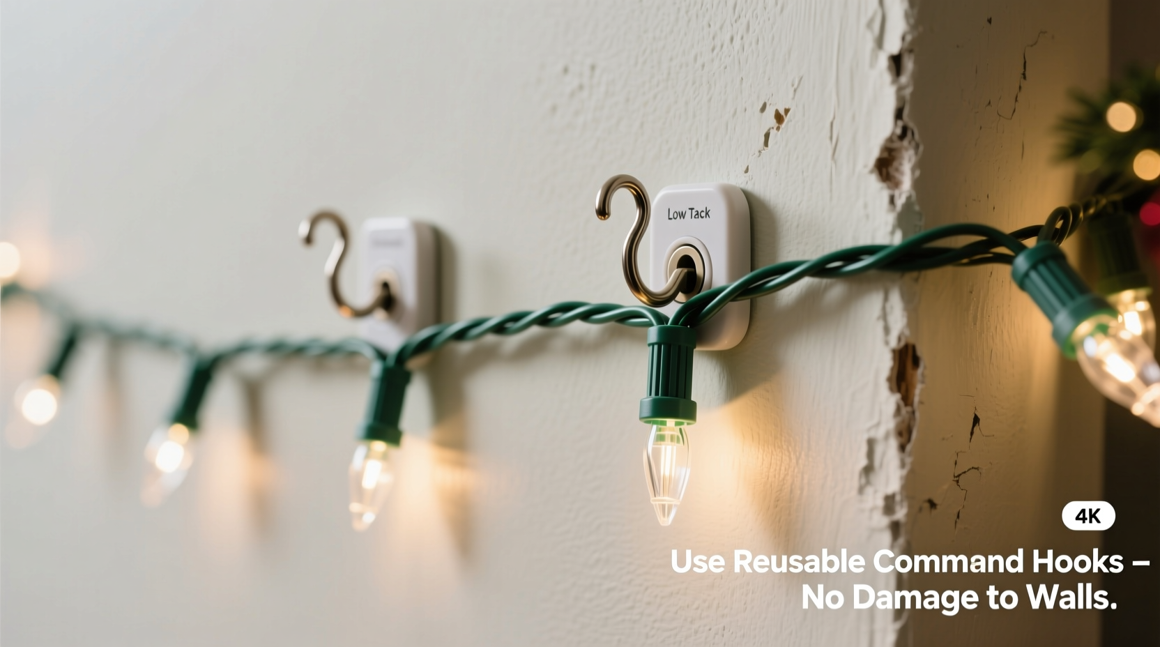 how to use command hooks for christmas lights on delicate walls