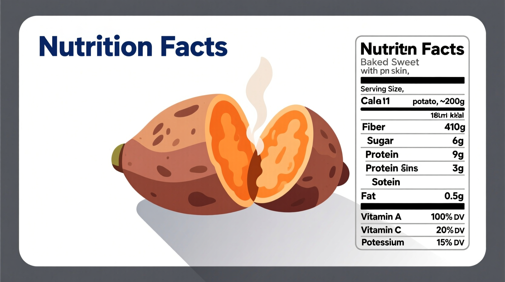 Nutrition facts of baked sweet potato with skin