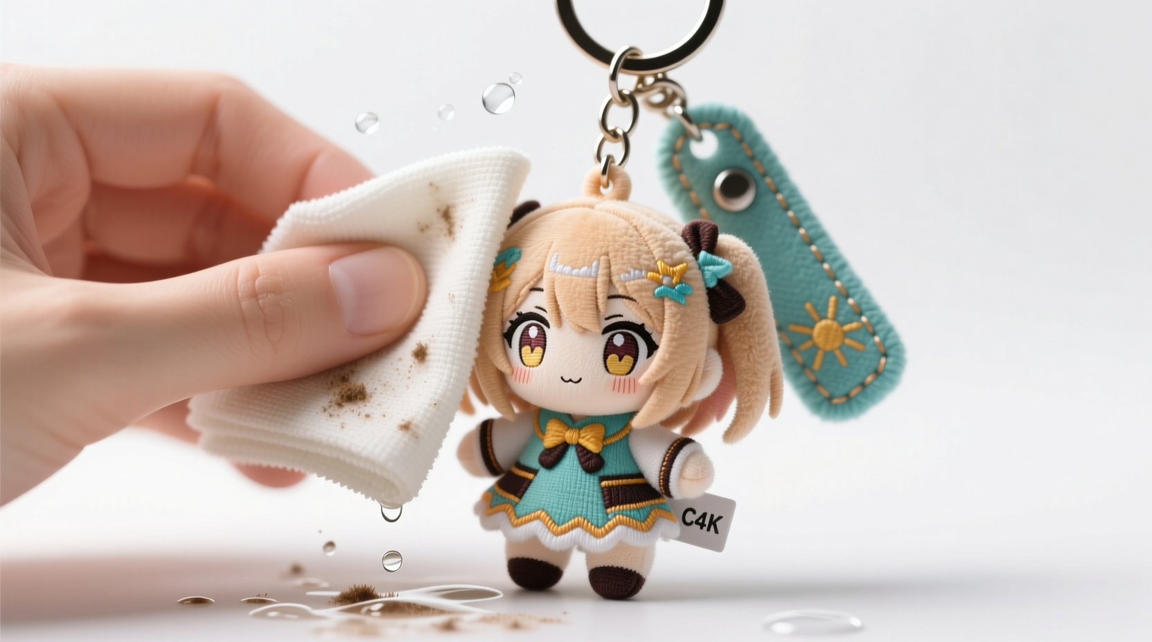 how to clean plush anime keychains without clouding eyes