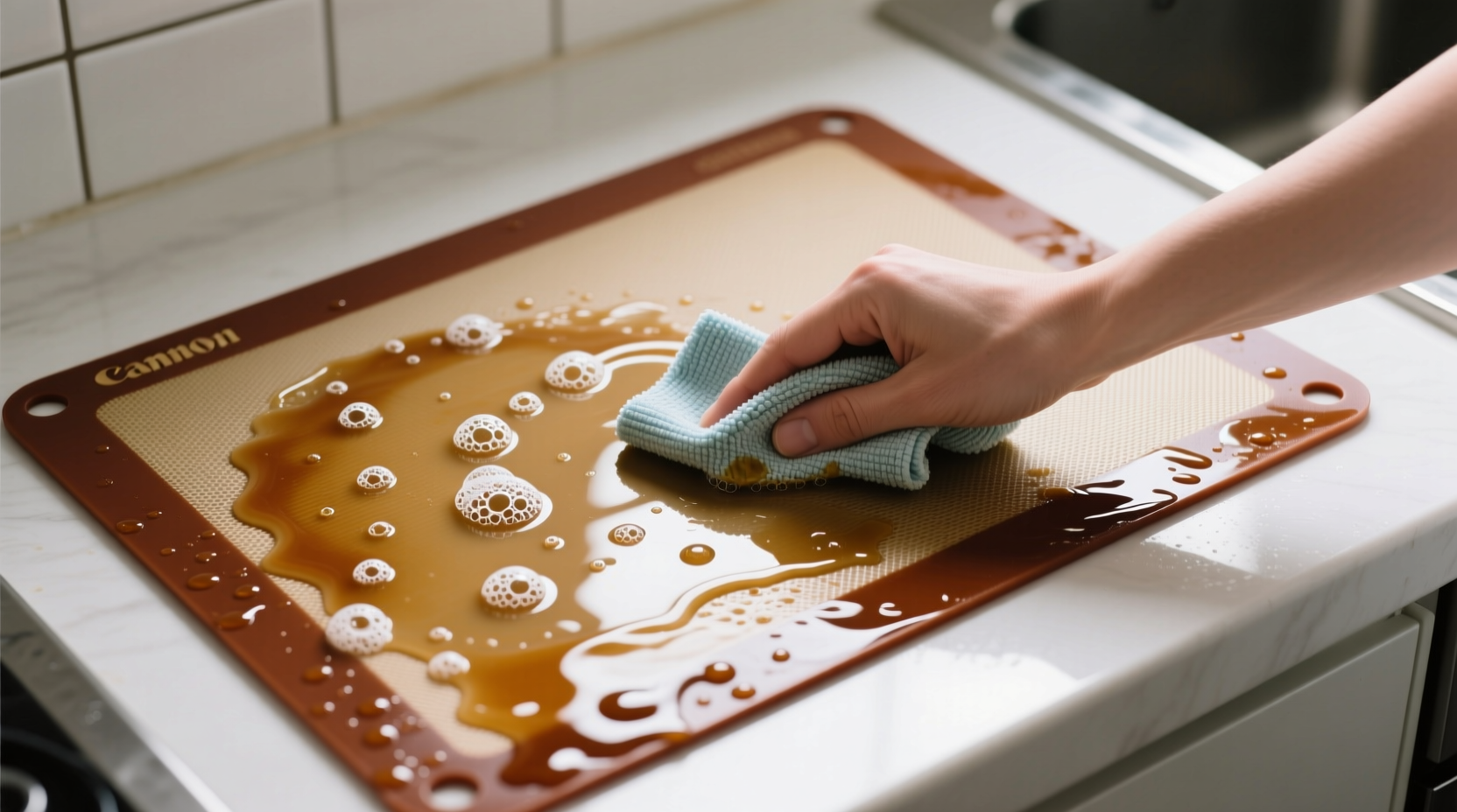 how to clean greasy silicone baking mats