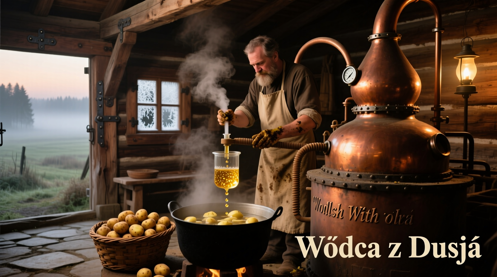 Traditional Polish potato vodka distillation process