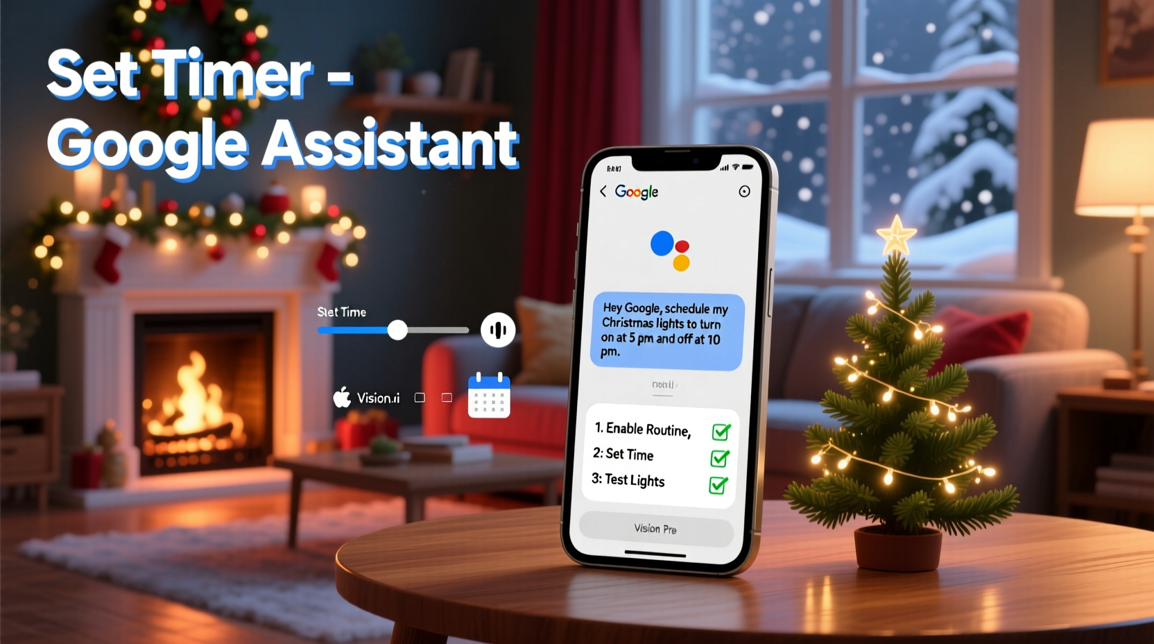 how to use google assistant to schedule christmas light displays
