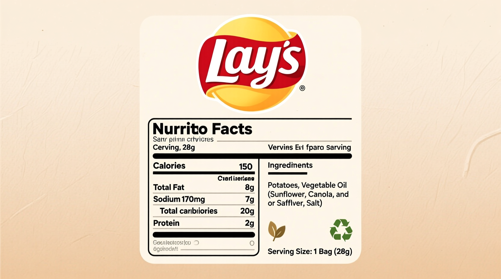 Nutrition facts label showing Lay's potato chips