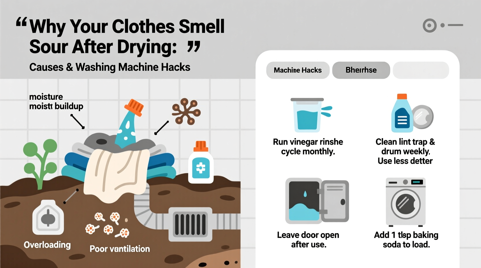 why do my clothes smell sour after drying causes and washing machine hacks