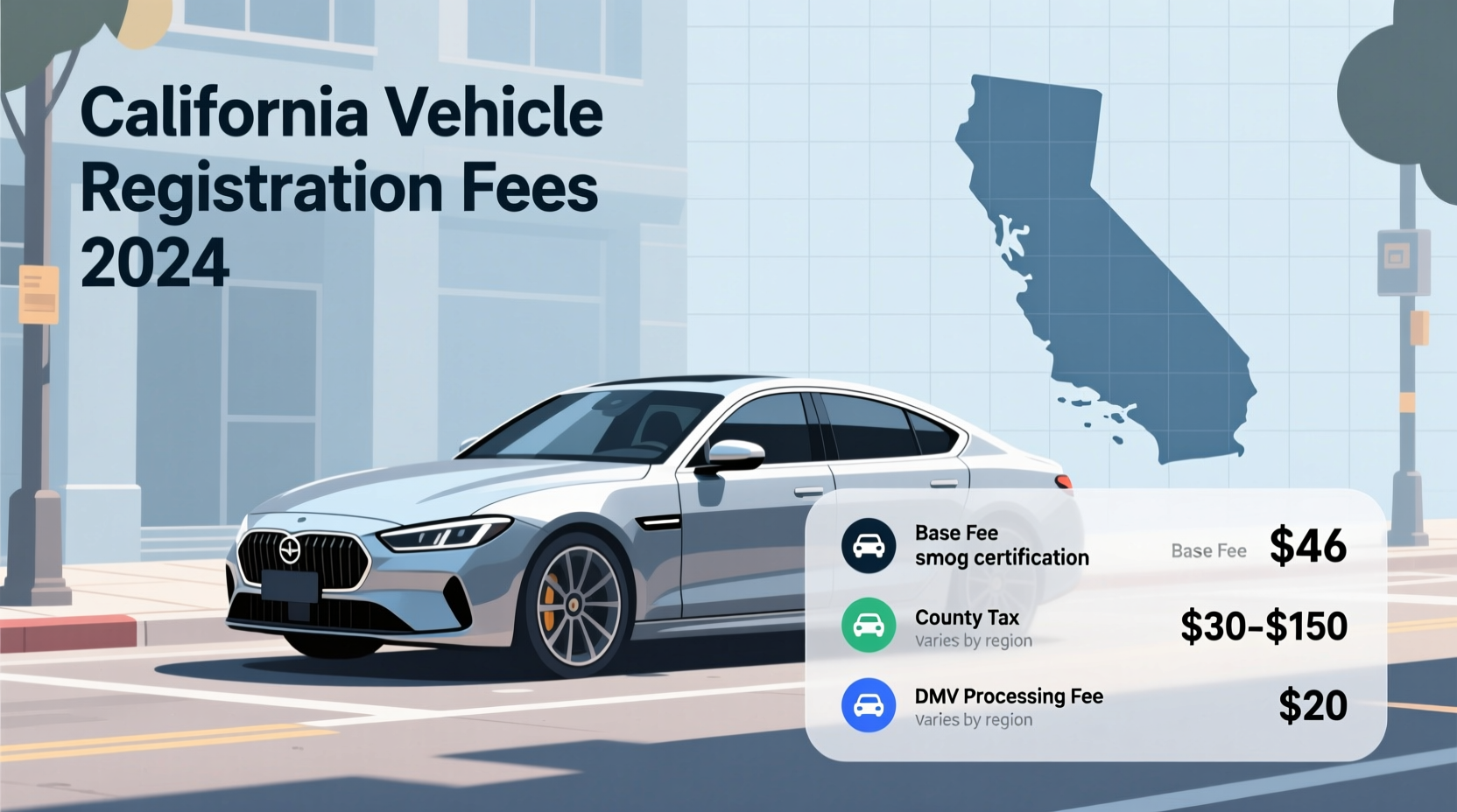 how much for car registration in california