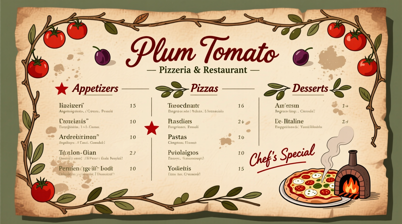 Plum Tomato Pizzeria Menu: Current Offerings & Pricing Guide