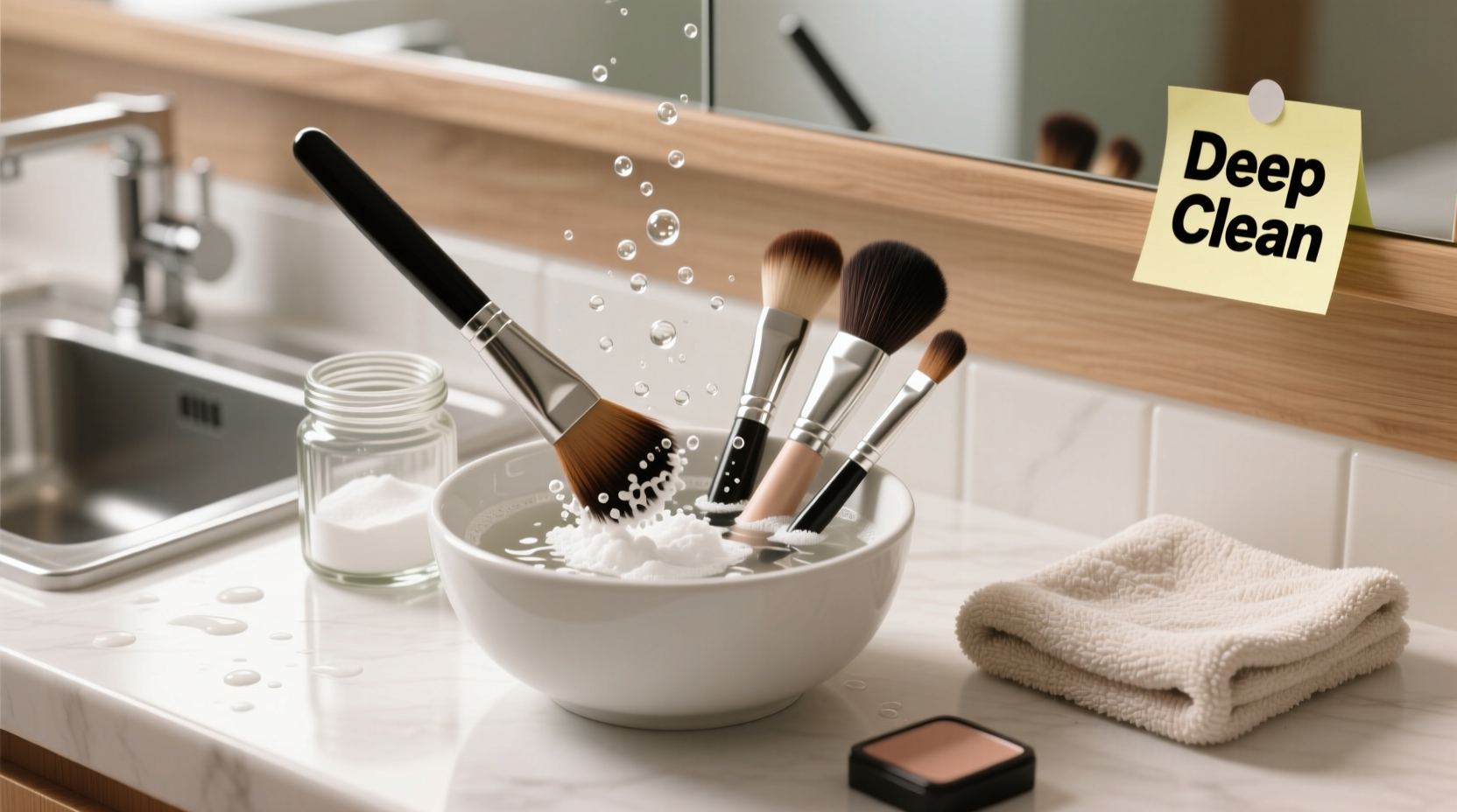 how to deep clean your makeup brushes with vinegar and baking soda