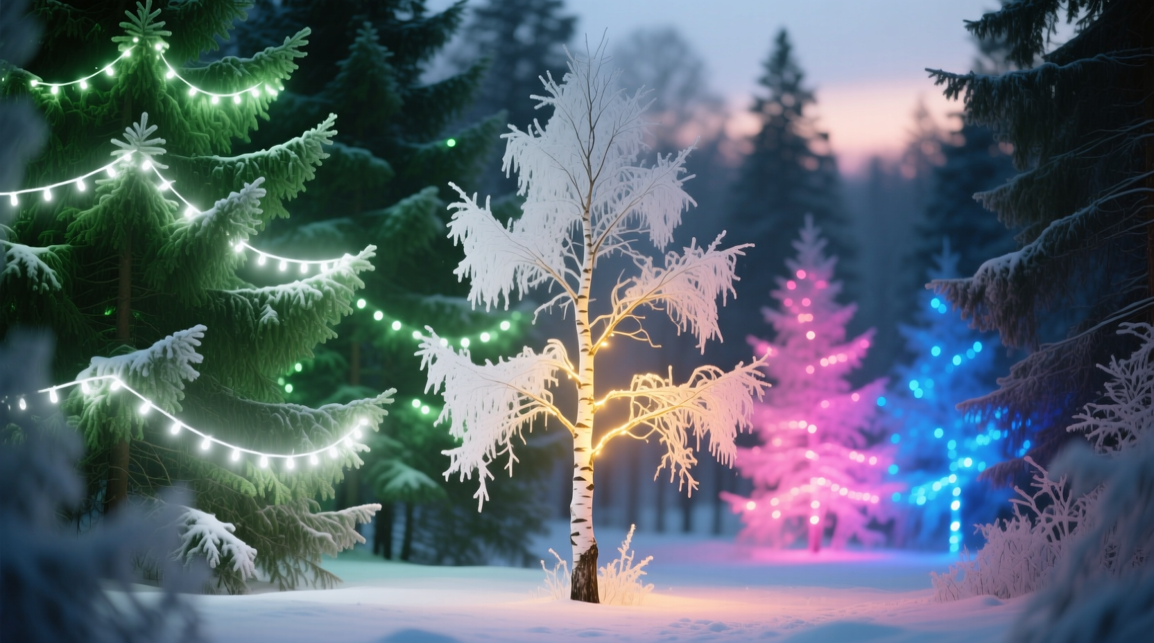 why do clear lights look better on green trees and colored lights on white ones