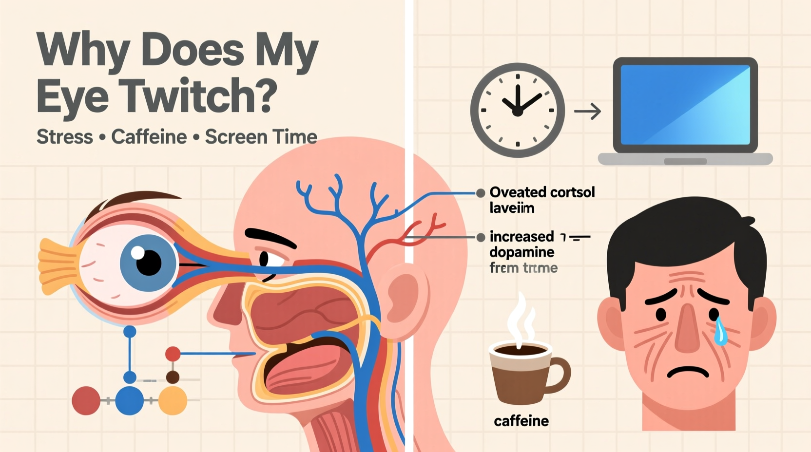 why does my eye twitch causes from stress caffeine and screen time