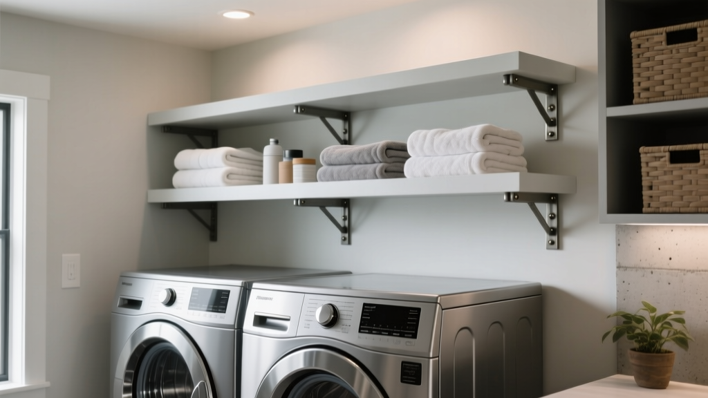 How to Mount a Laundry Shelf Over Washer & Dryer