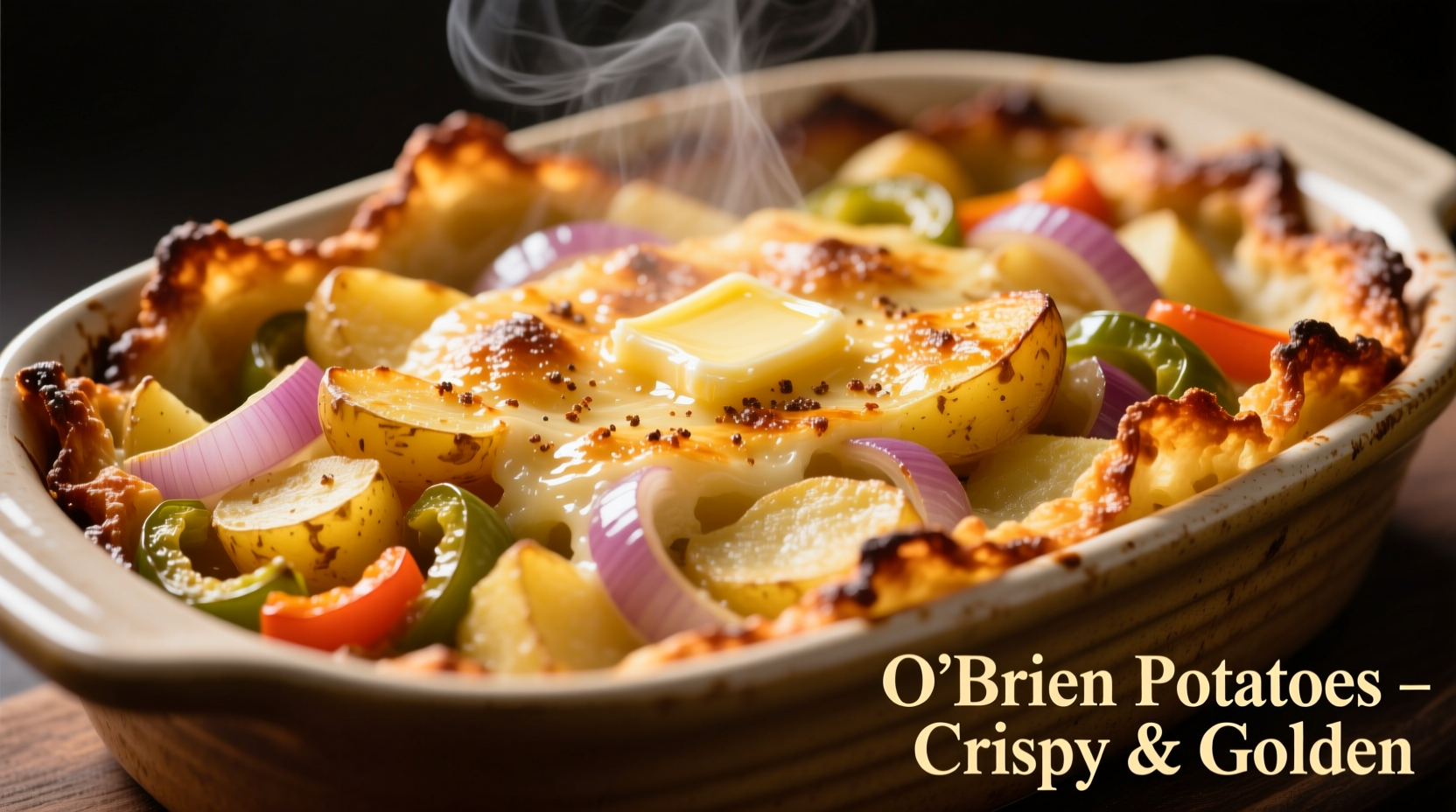 Golden baked O'Brien potato casserole with crispy edges