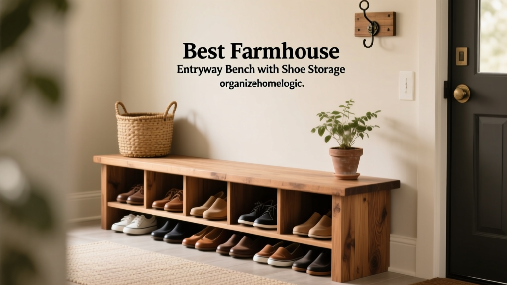 Best Farmhouse Entryway Bench with Shoe Storage