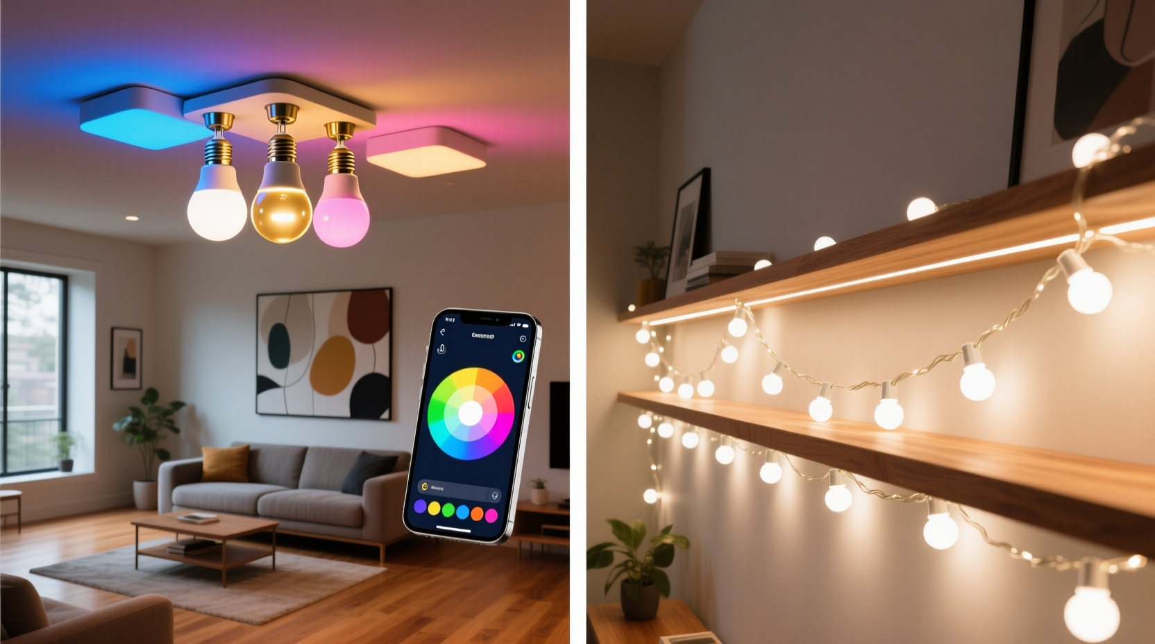 color changing smart bulbs vs fixed color strings which offers more flexibility