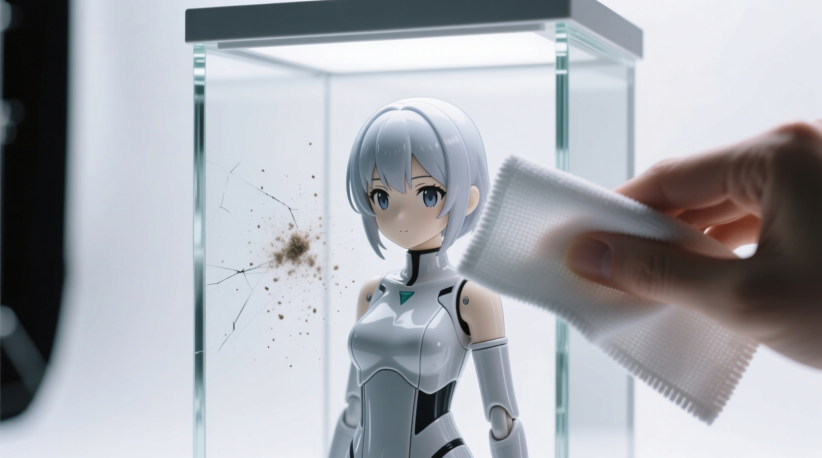 streak free anime figure display case cleaning