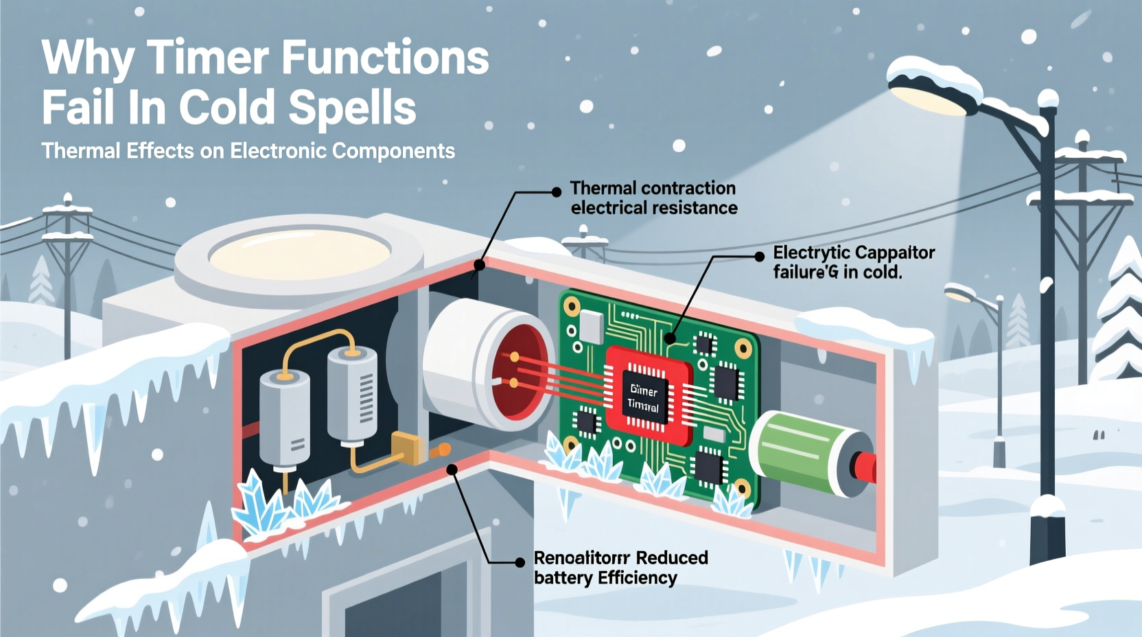 why do timer functions on lights sometimes fail during cold spells