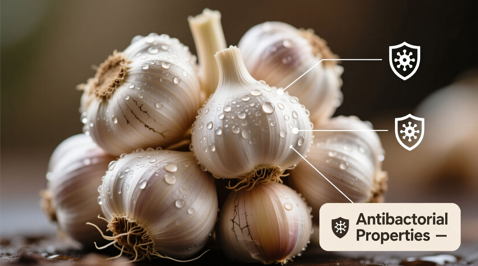 Fresh garlic cloves showing antibacterial properties