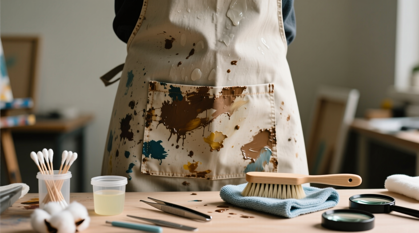 acrylic paint removal from artist aprons