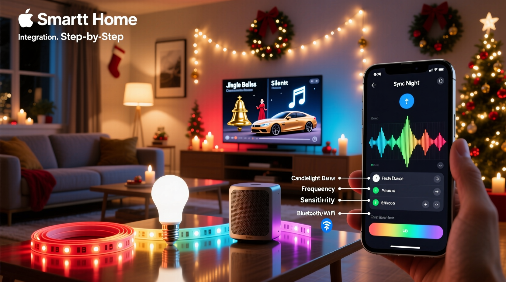 how to program color changing smart lights to sync with christmas music