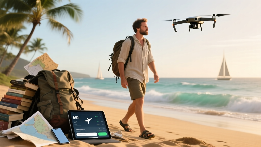 Route for Less founder standing on a beach in Hawaii