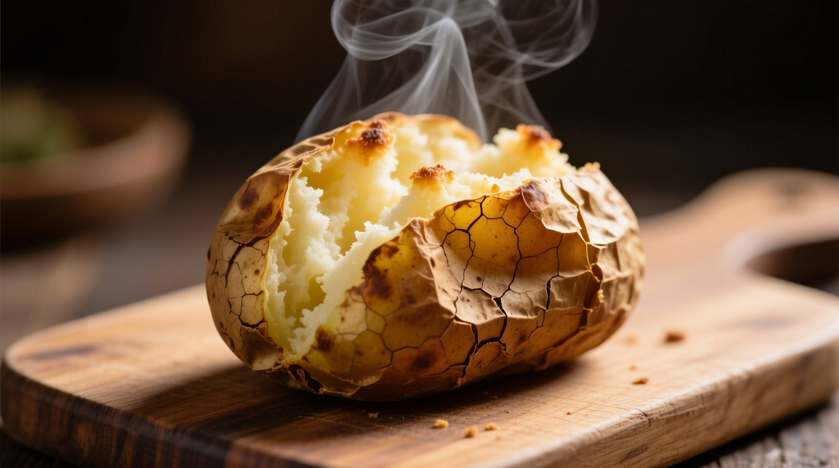 Perfectly reheated baked potato with fluffy interior