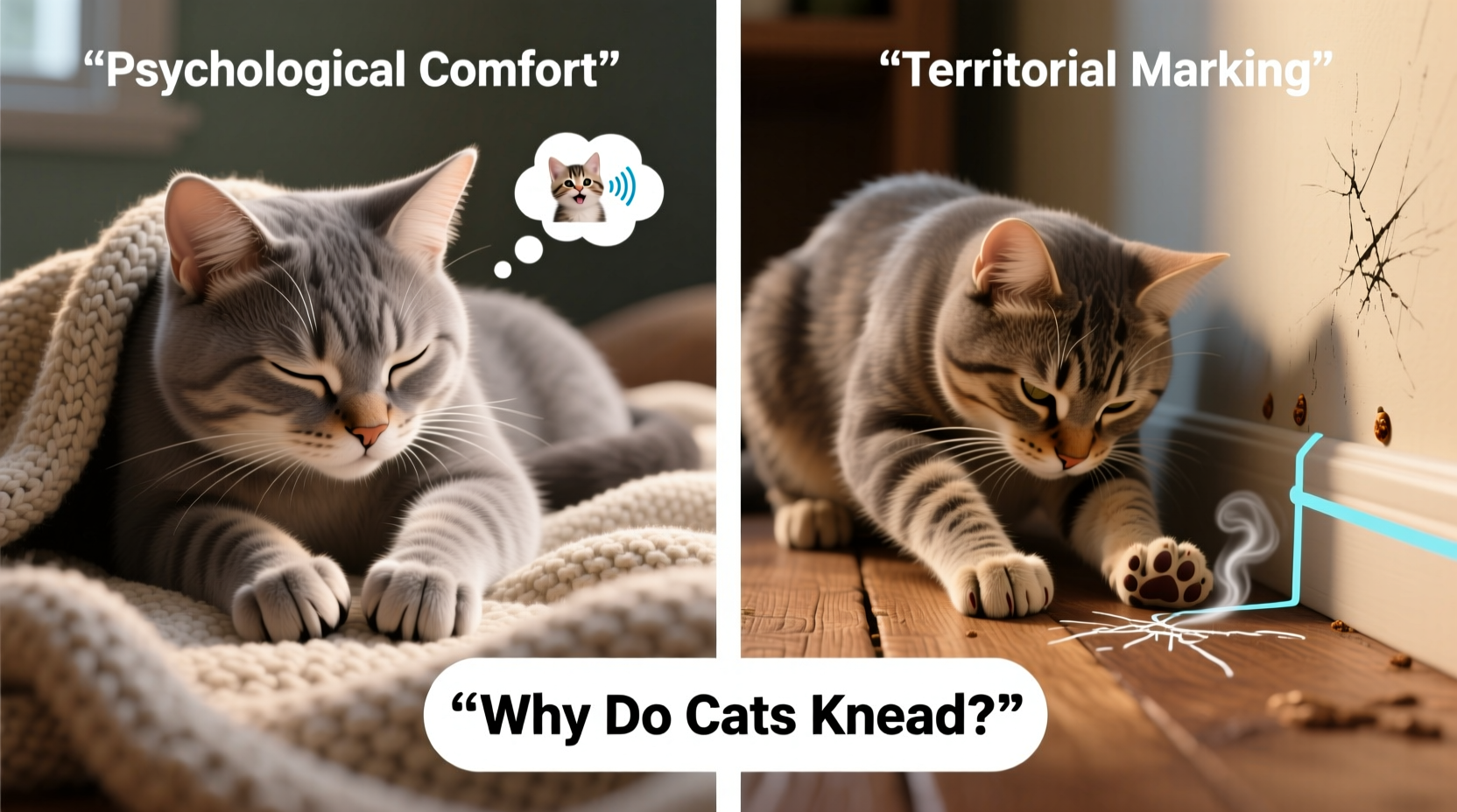 why do cats knead like kittens psychological comfort vs territorial marking