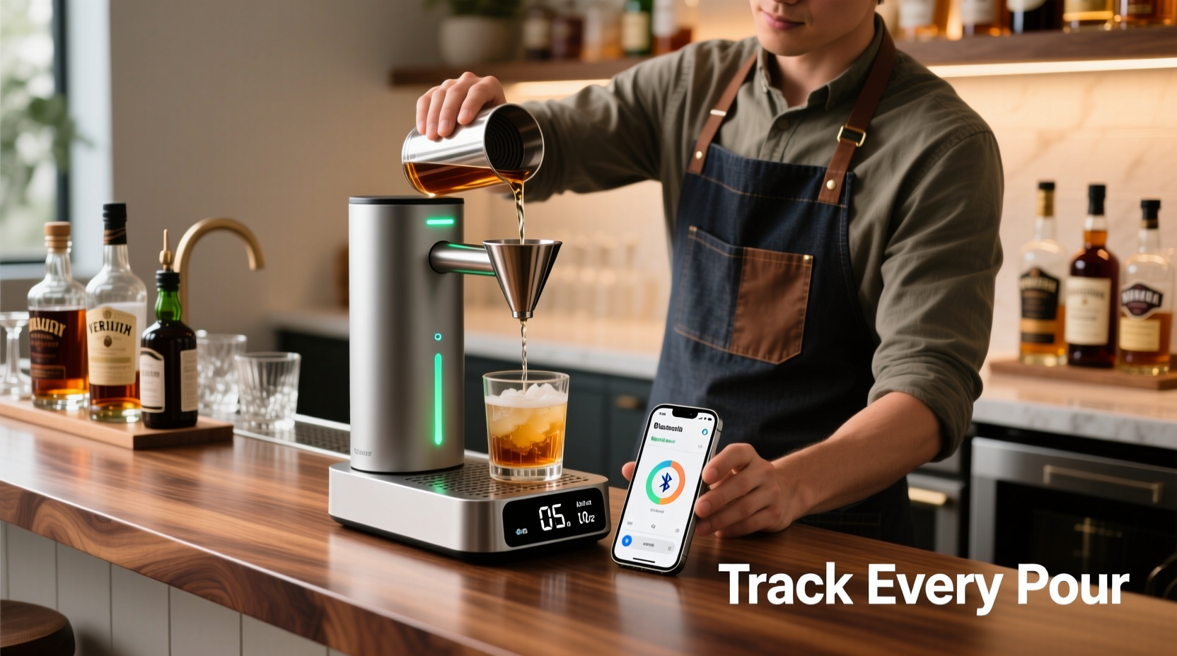 is a Bluetooth-enabled smart pour spout worth it for home bartenders tracking consumption