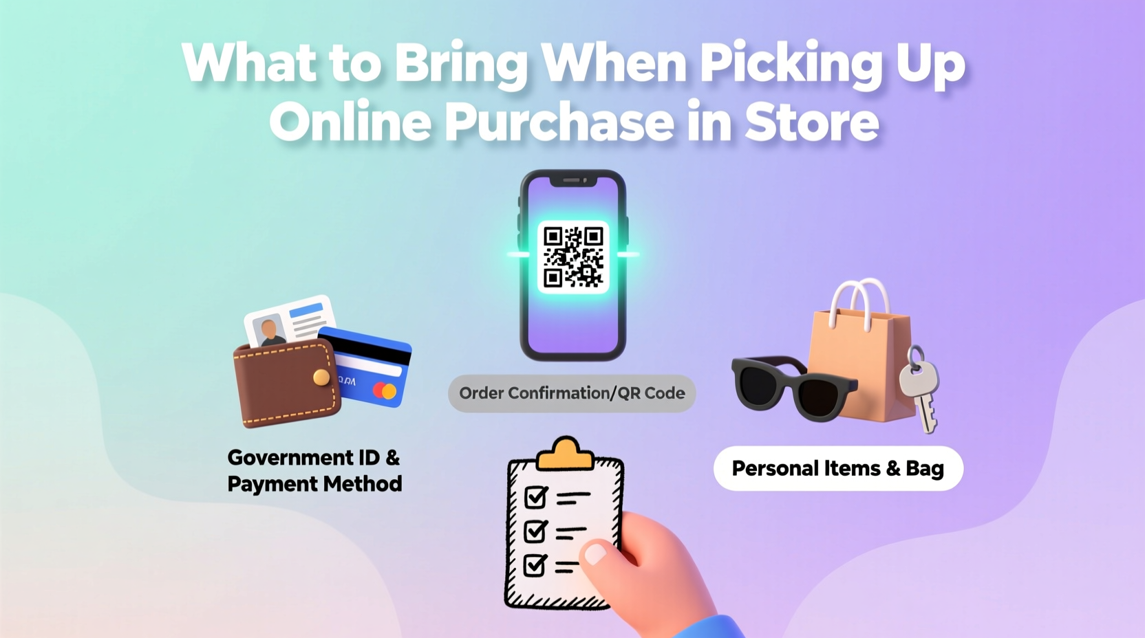 what should i bring to the store when i pick up an item i purchased online