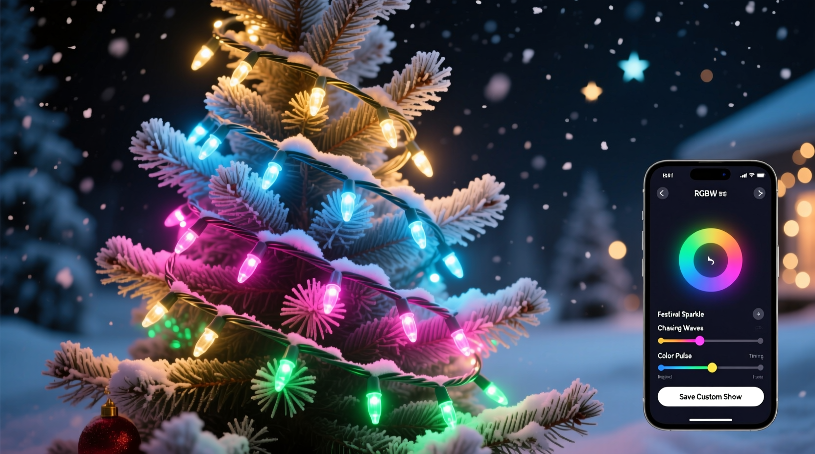 how to program rgbw christmas lights for custom color shows with app control