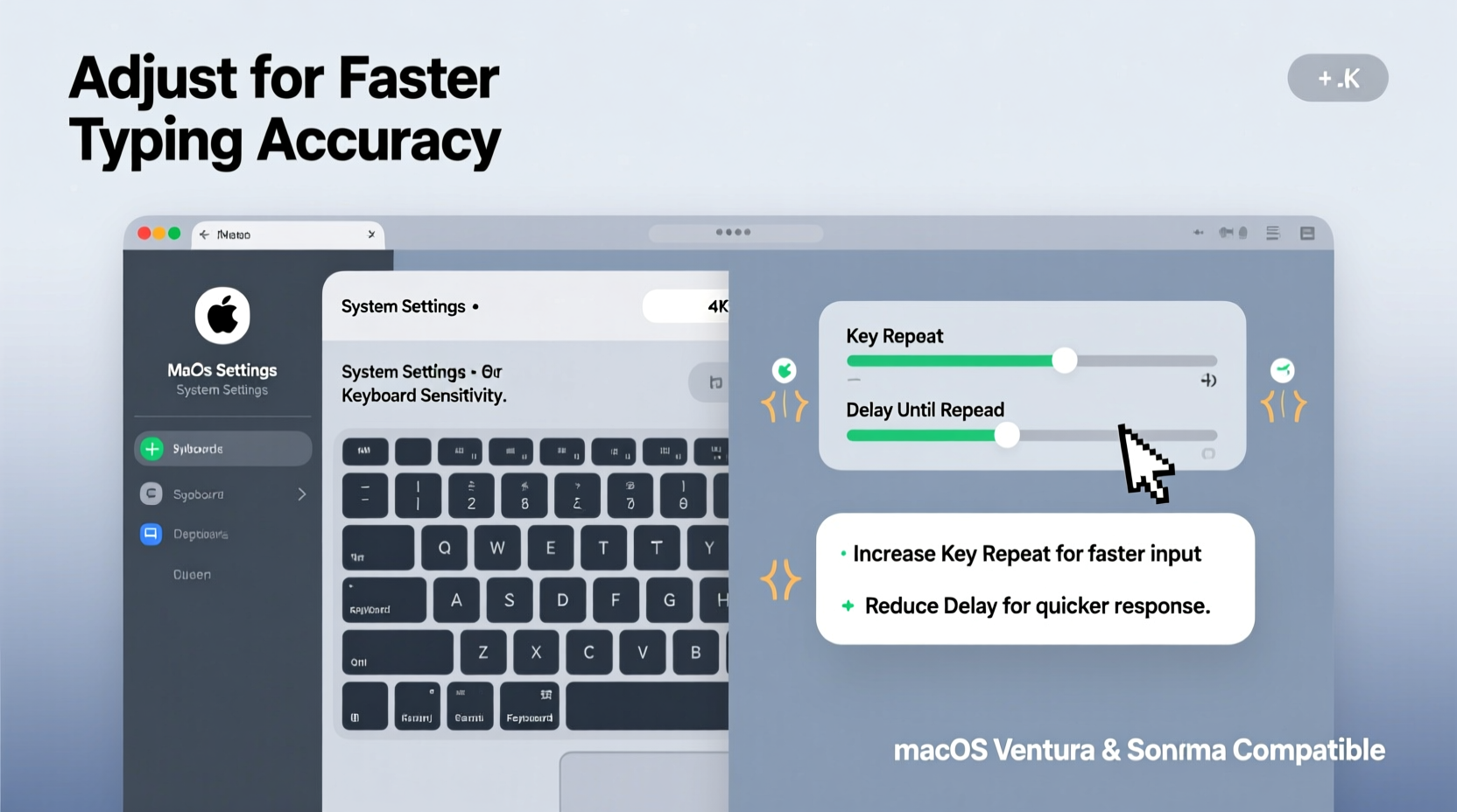 how to adjust keyboard sensitivity on mac for faster typing accuracy