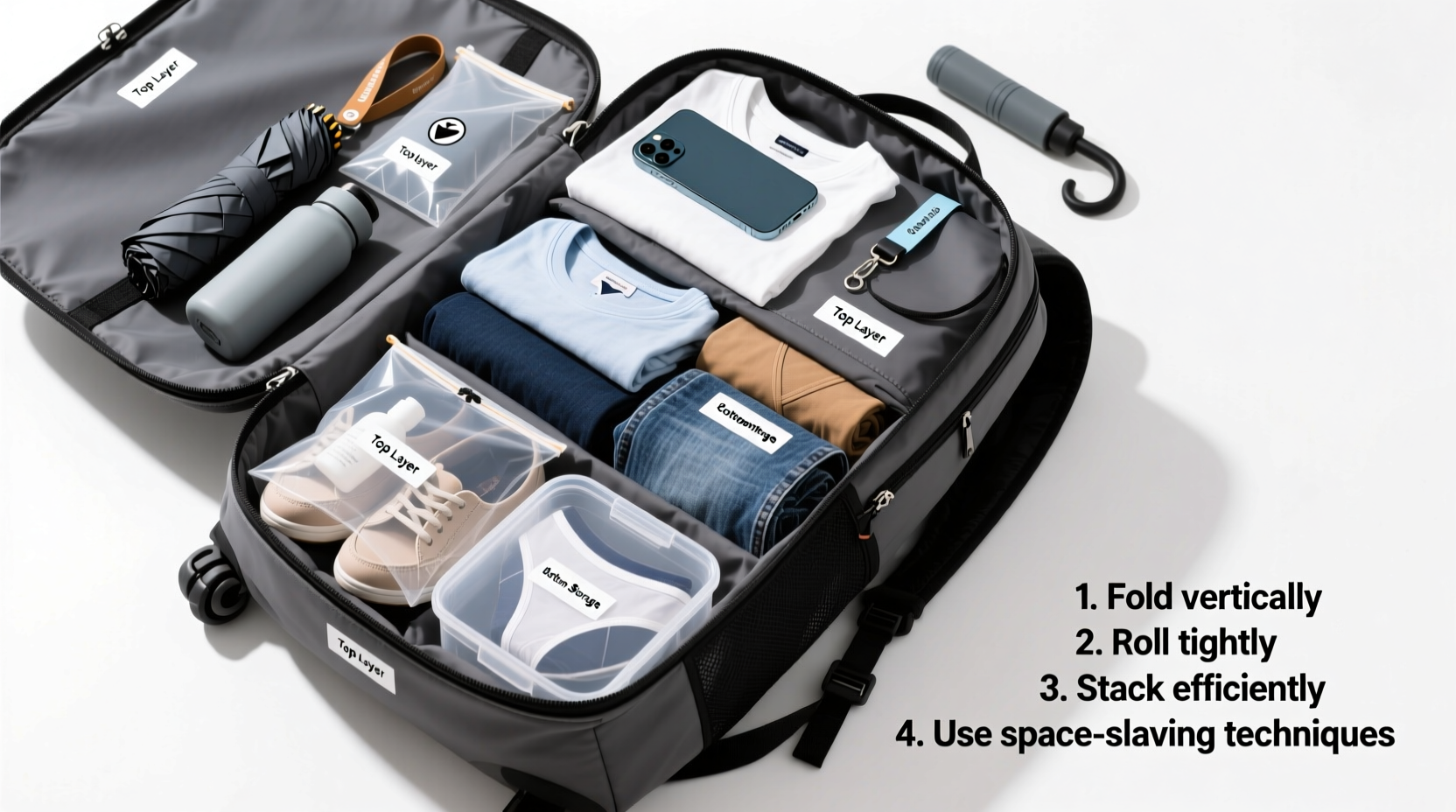 how to pack a carry on for a week using only a backpack and smart folding