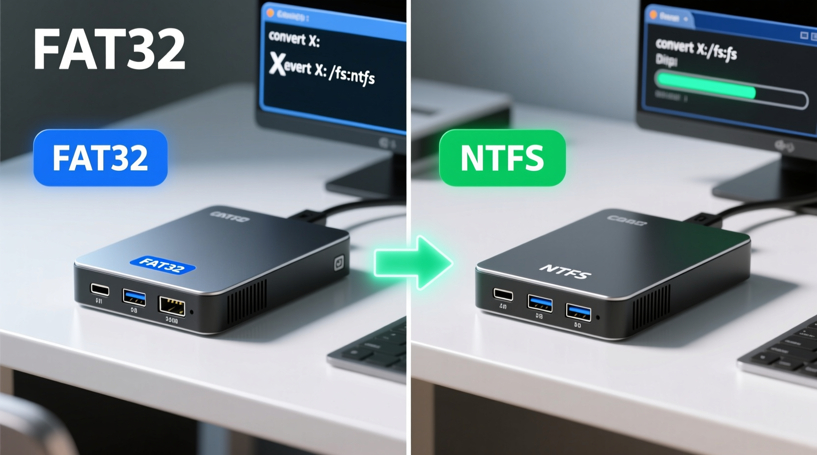how to convert a hard drive from fat32 to ntfs