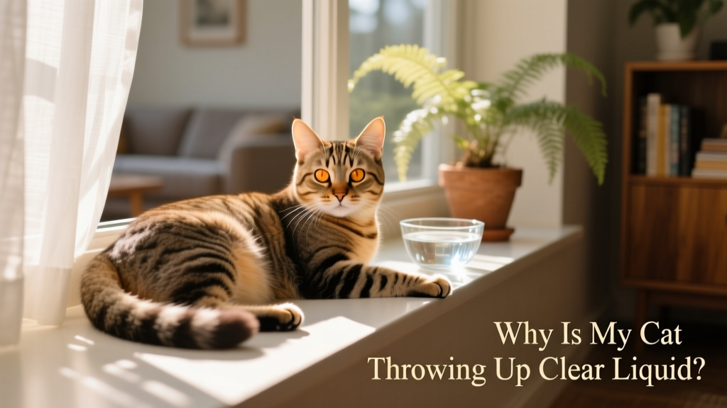 A happy, healthy cat lounging on a windowsill, bathed in sunlight