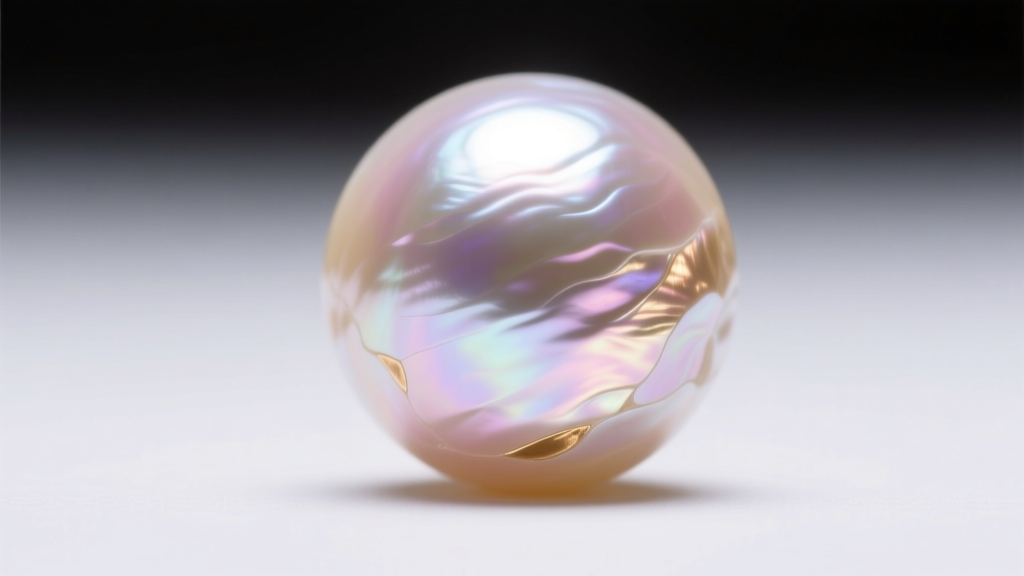 Macro of a 3mm freshwater seed pearl showing sharp mirror-like reflection and subtle nacre texture under soft studio light