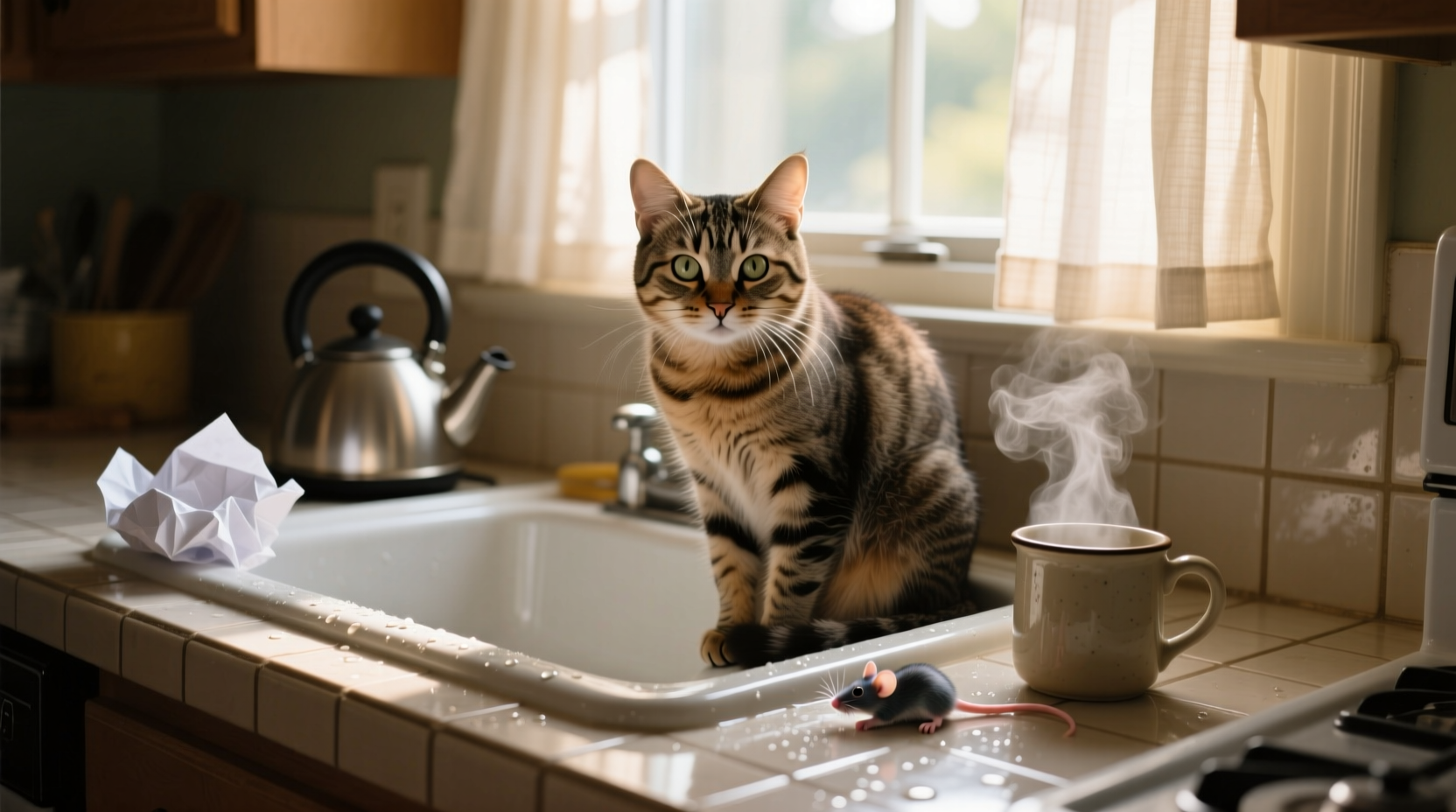 why does my cat sit in the sink theories from cooling down to attention seeking