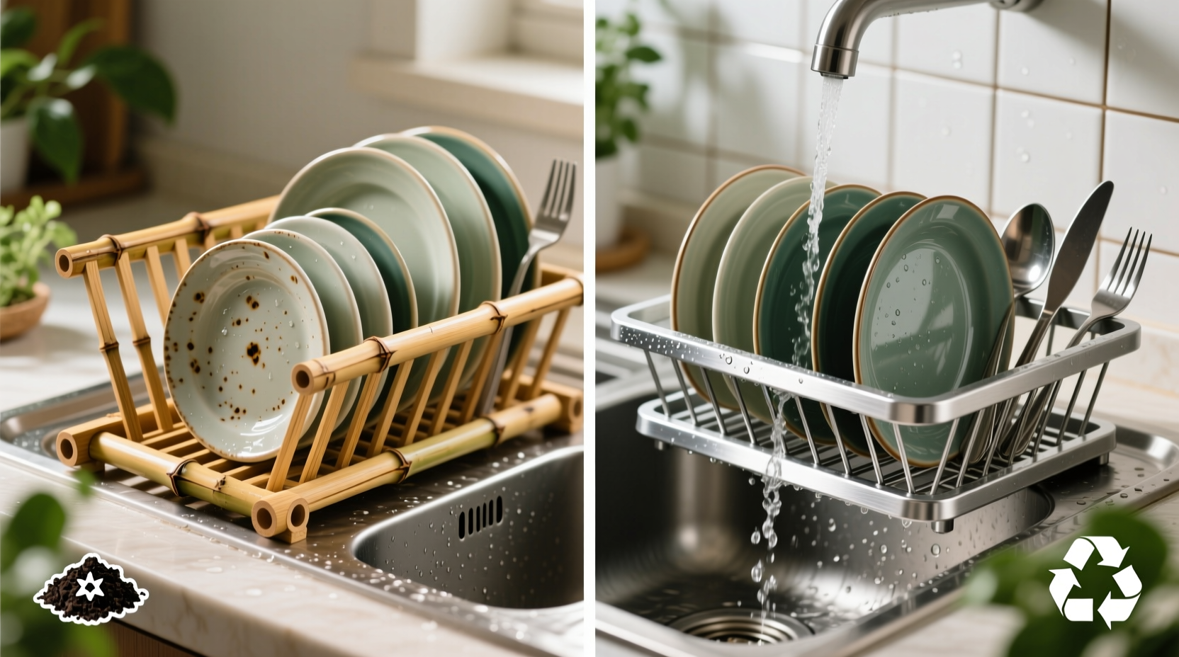 bamboo vs recycled aluminum dish rack
