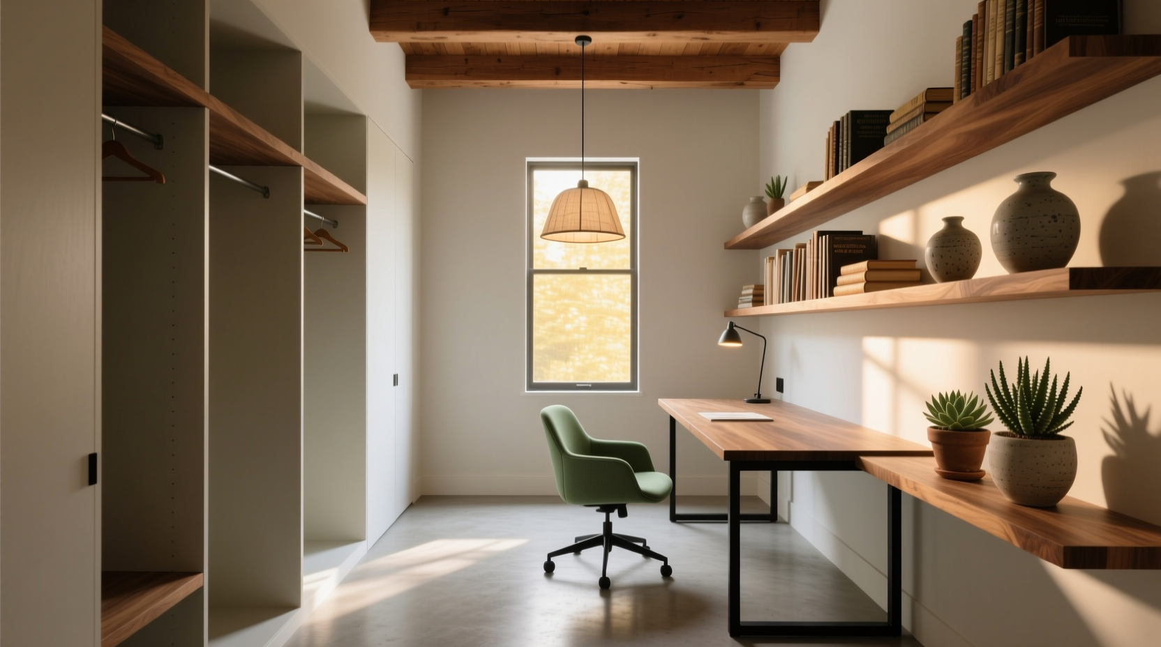the spacious former closet workspace