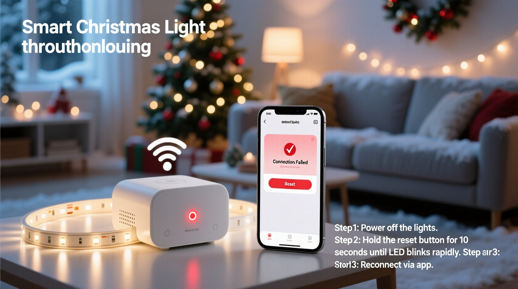 why is my smart christmas light not responding to app commands reset guide