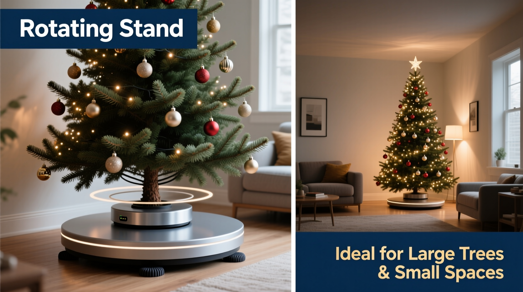 is a rotating christmas tree stand worth it for large trees or tight spaces